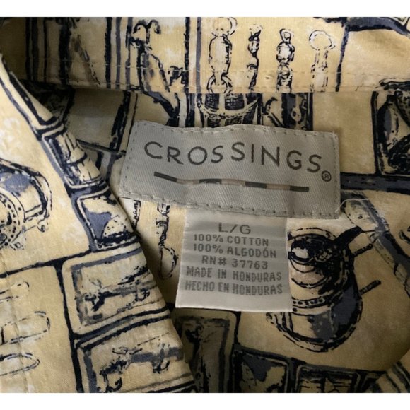 Crossings Mens L Casual Short Sleeve Button Down Shirt Fish Design Rn 37763 - Picture 8 of 9